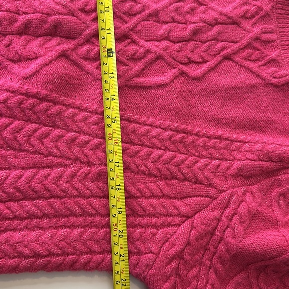 Hot Pink Cable Knit Sweater Balloon Sleeves - Picture 5 of 11